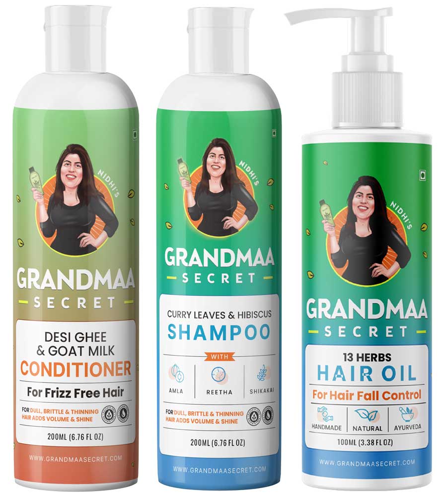 Hair Oil, Shampoo & Conditioner Combo for Hair Fall Control