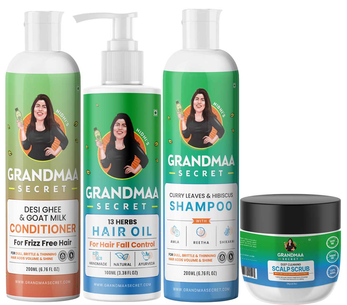 Hair Care Combo with Hair Oil, Shampoo, Conditioner and Scalp Scrub