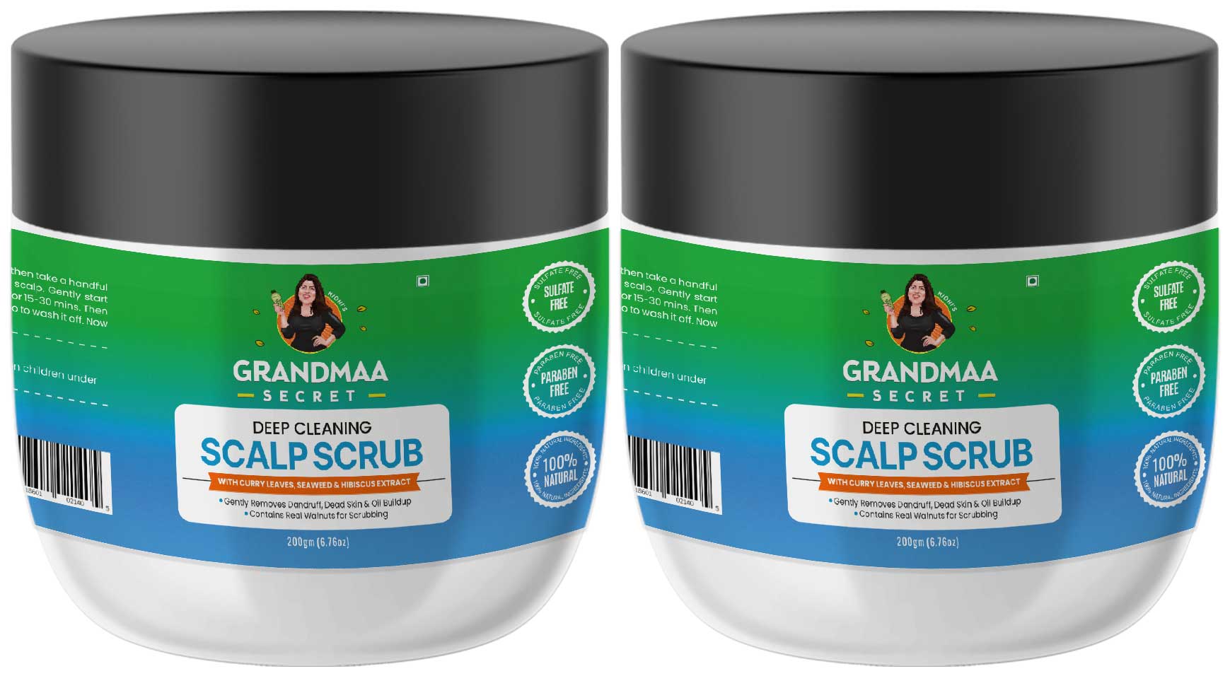 Scalp Scrub with Curry Leaves & Seaweed - Removes Dandruff, Dead Skin & Oil Buildup - 200g