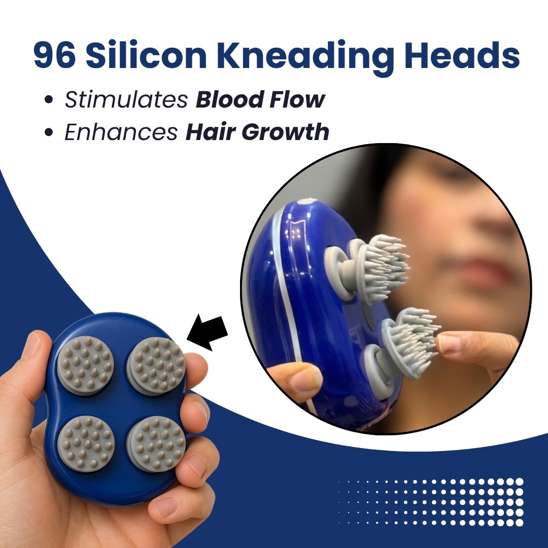 Scalp Massager | Rechargeable |Silicon Kneading Points | Scalp, Body & Head Massager for Hair Growth (Colour May Vary)