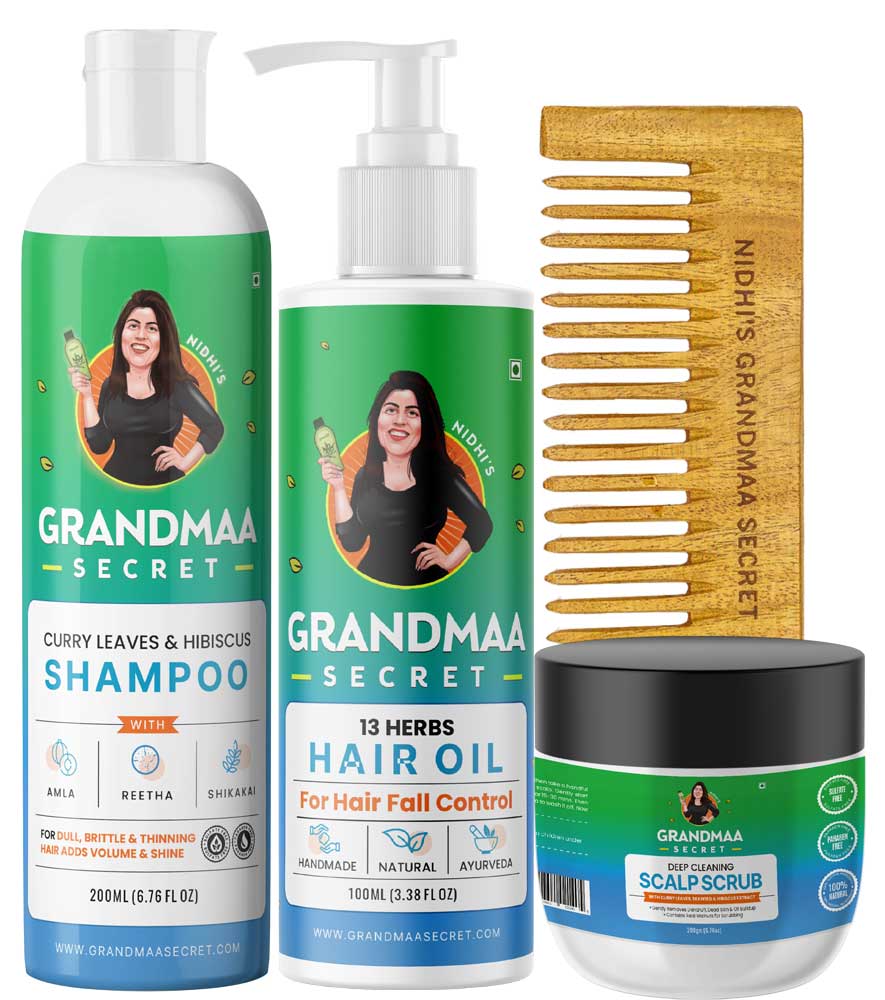 Hair Fall Control Combo with Hair Oil, Shampoo, Scalp Scrub, Neem Comb