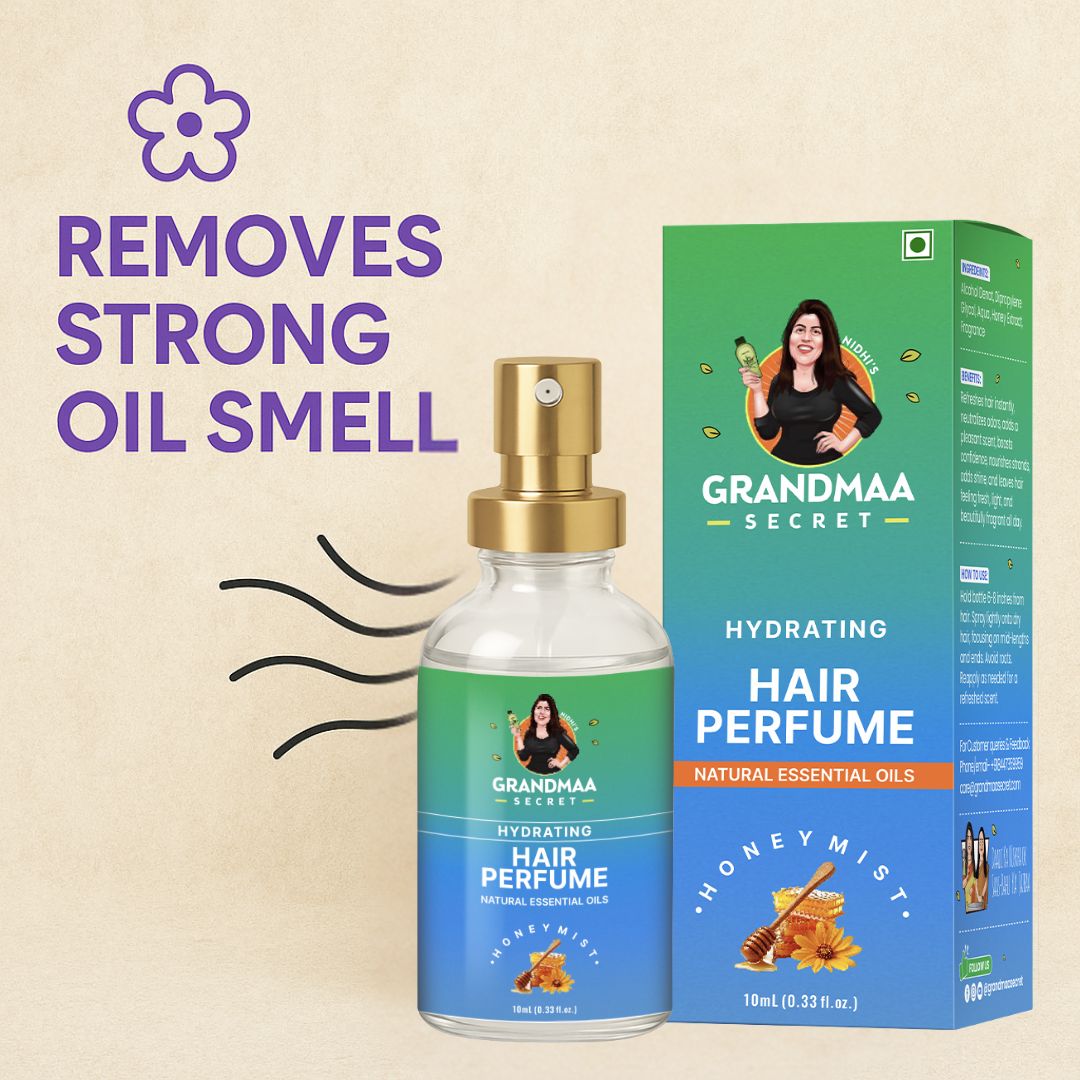Hair Perfume – Honey Mist | Hydrating Hair Mist with Natural Essential Oils | Long-Lasting Fragrance for Oiled Hair & Dry Hair ( 10ml )