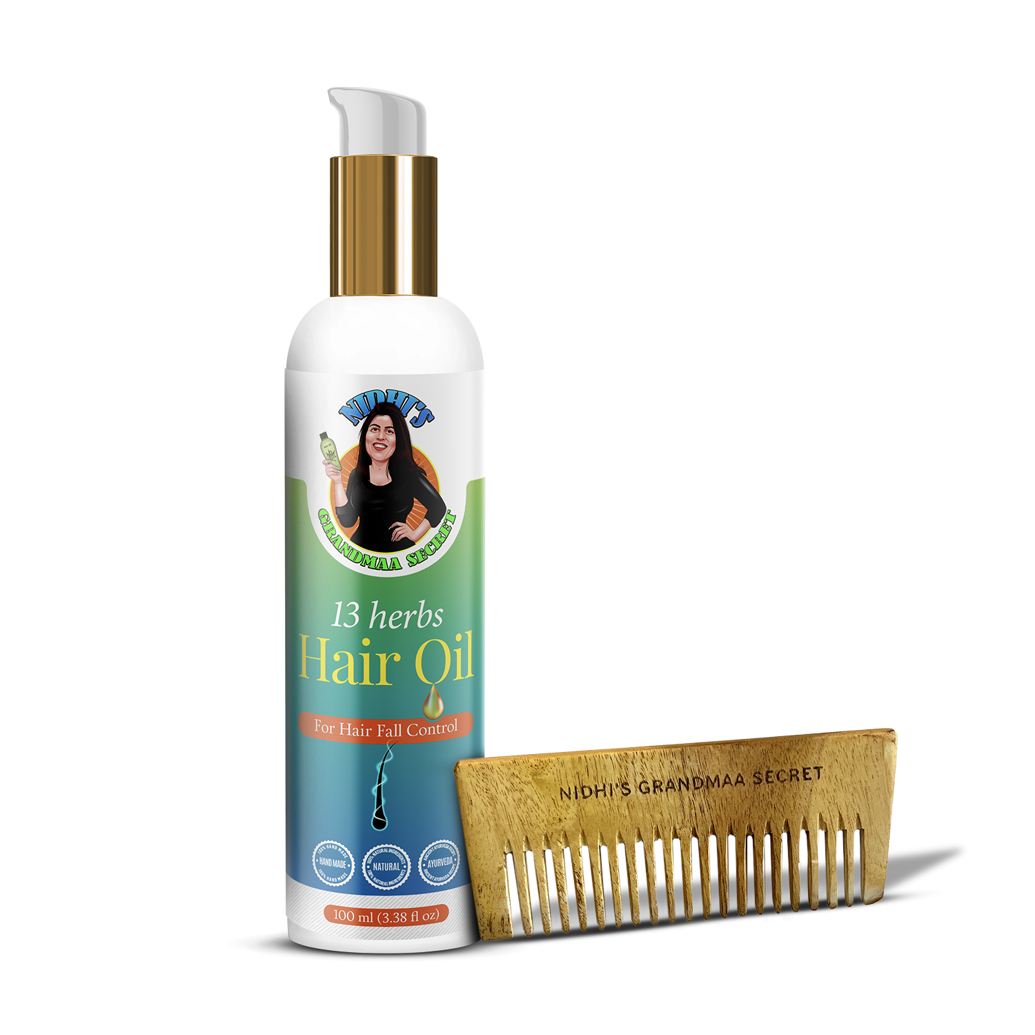 Hair Oil with Neem Comb - Natural Hair Care Combo