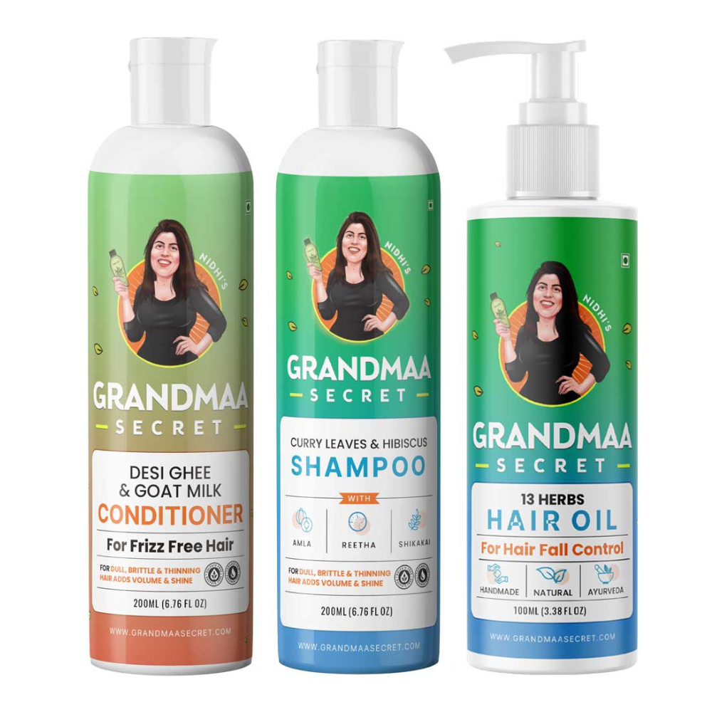 Hair Oil, Shampoo & Conditioner Combo for Hair Fall Control