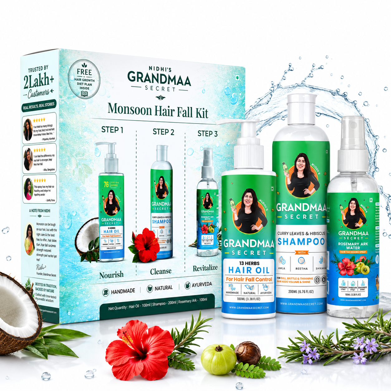 Monsoon Hair Fall Control Kit | 3 Step Hair Care Routine to Control Seasonal Hair Fall