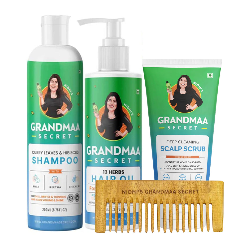 Hair Fall Control Combo with Hair Oil, Shampoo, Scalp Scrub, Neem Comb