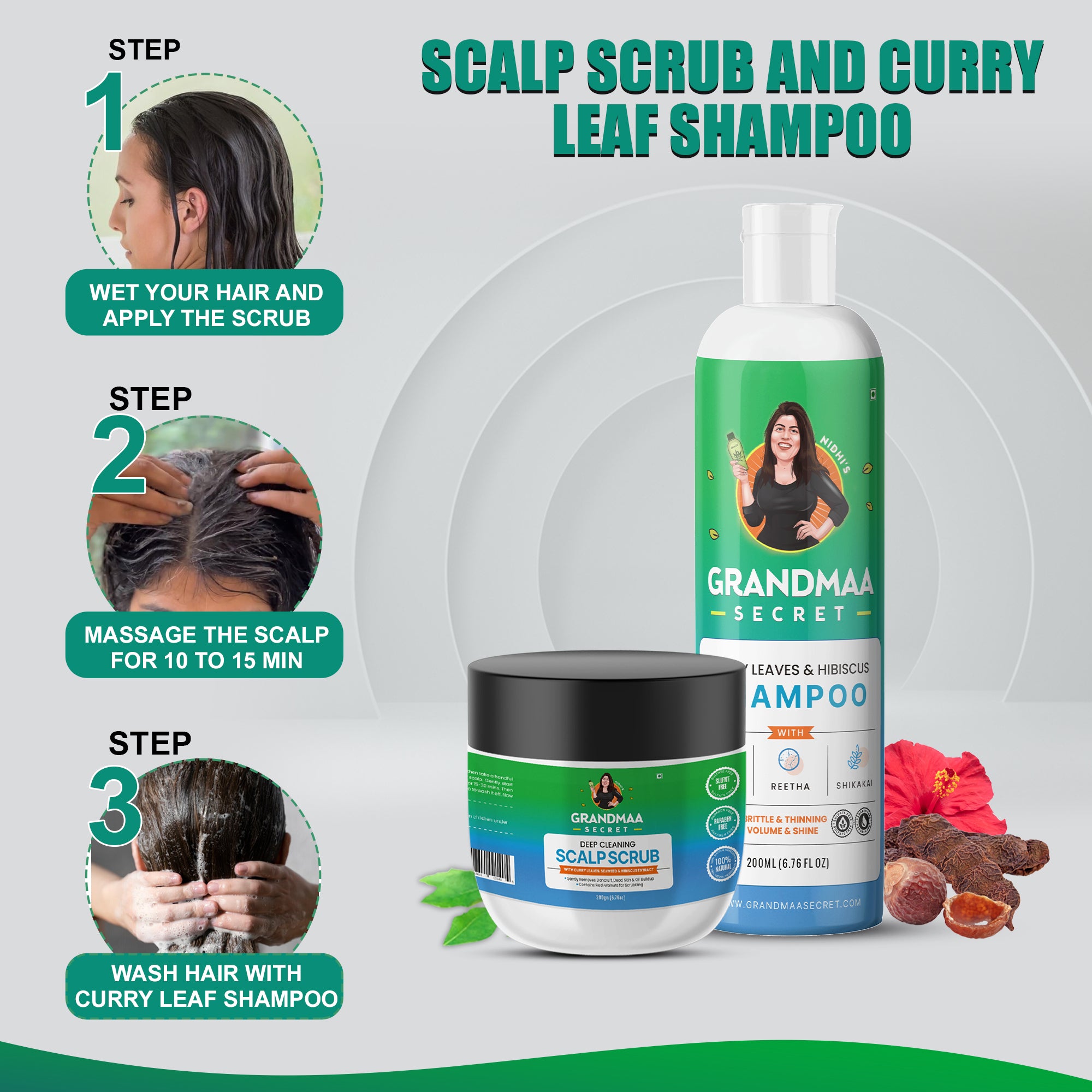 Dandruff Control Combo with Scalp Scrub and Sulfate Free Shampoo - grandmaasecret.com