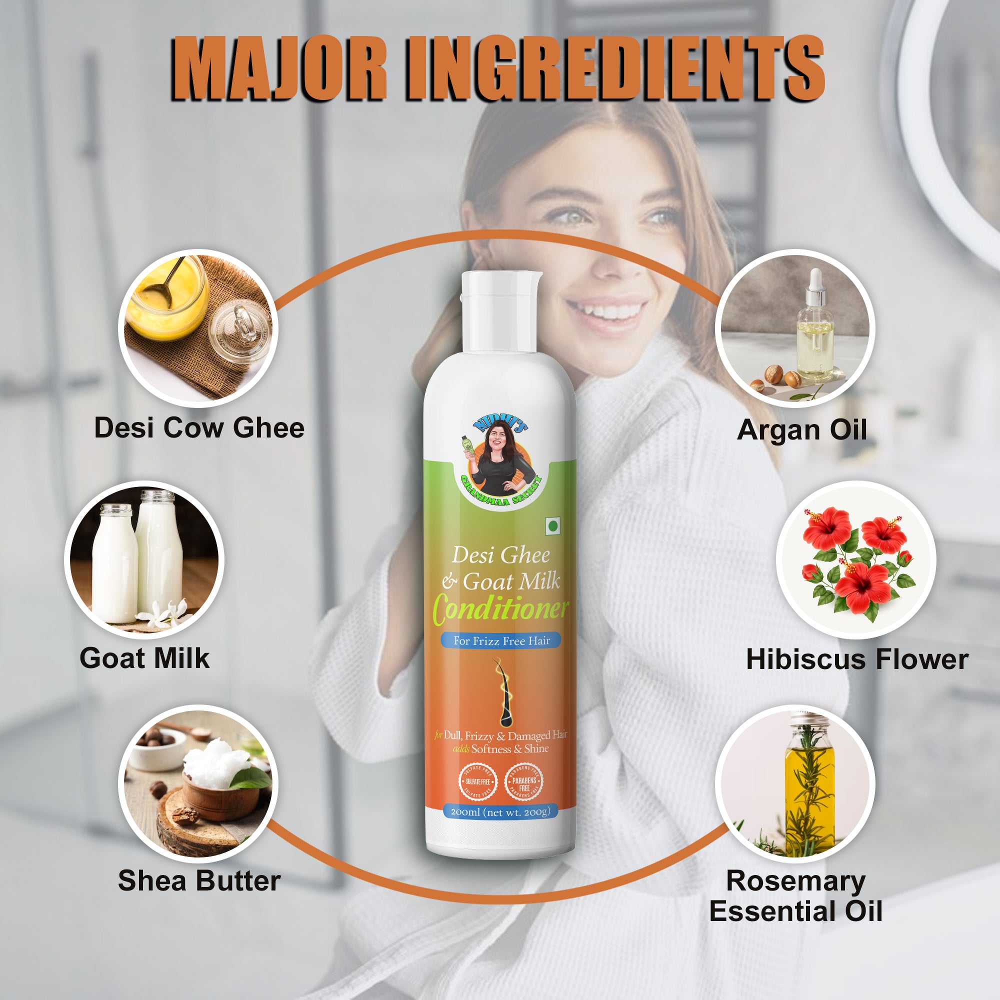 Desi Ghee & Goat Milk Conditioner for Dry & Damaged Hair - 200ML - grandmaasecret.com