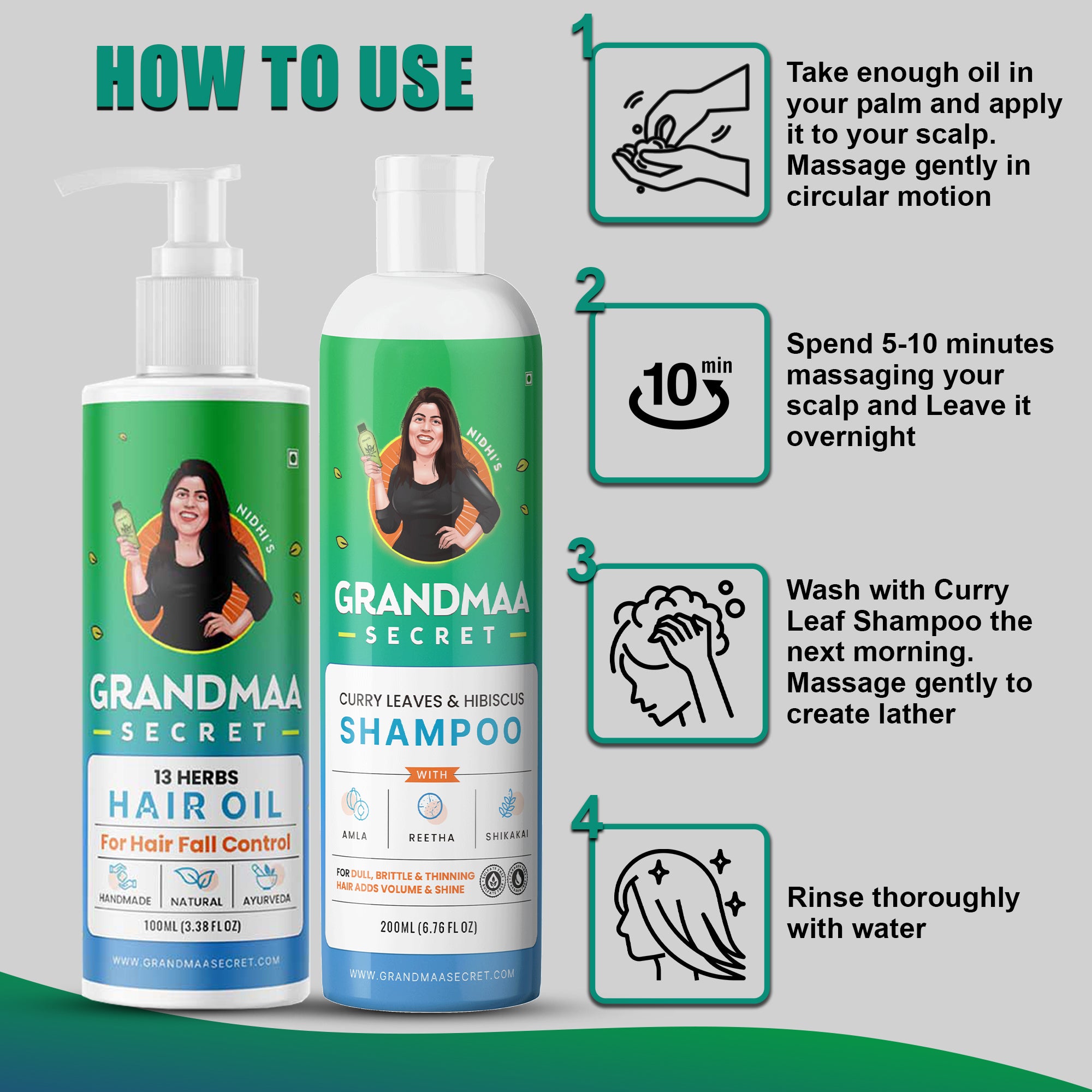 Hair Oil & Shampoo Combo for Hair Fall Control - grandmaasecret.com