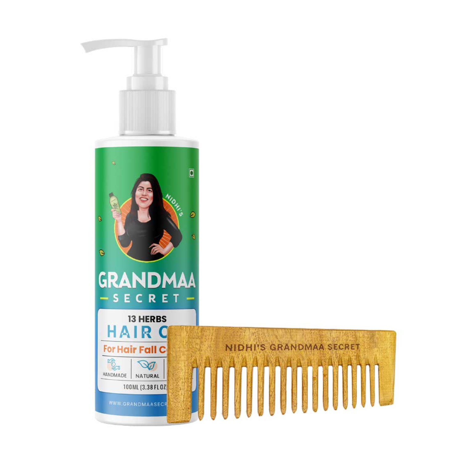 Hair Oil with Neem Comb - Natural Hair Care Combo - grandmaasecret.com