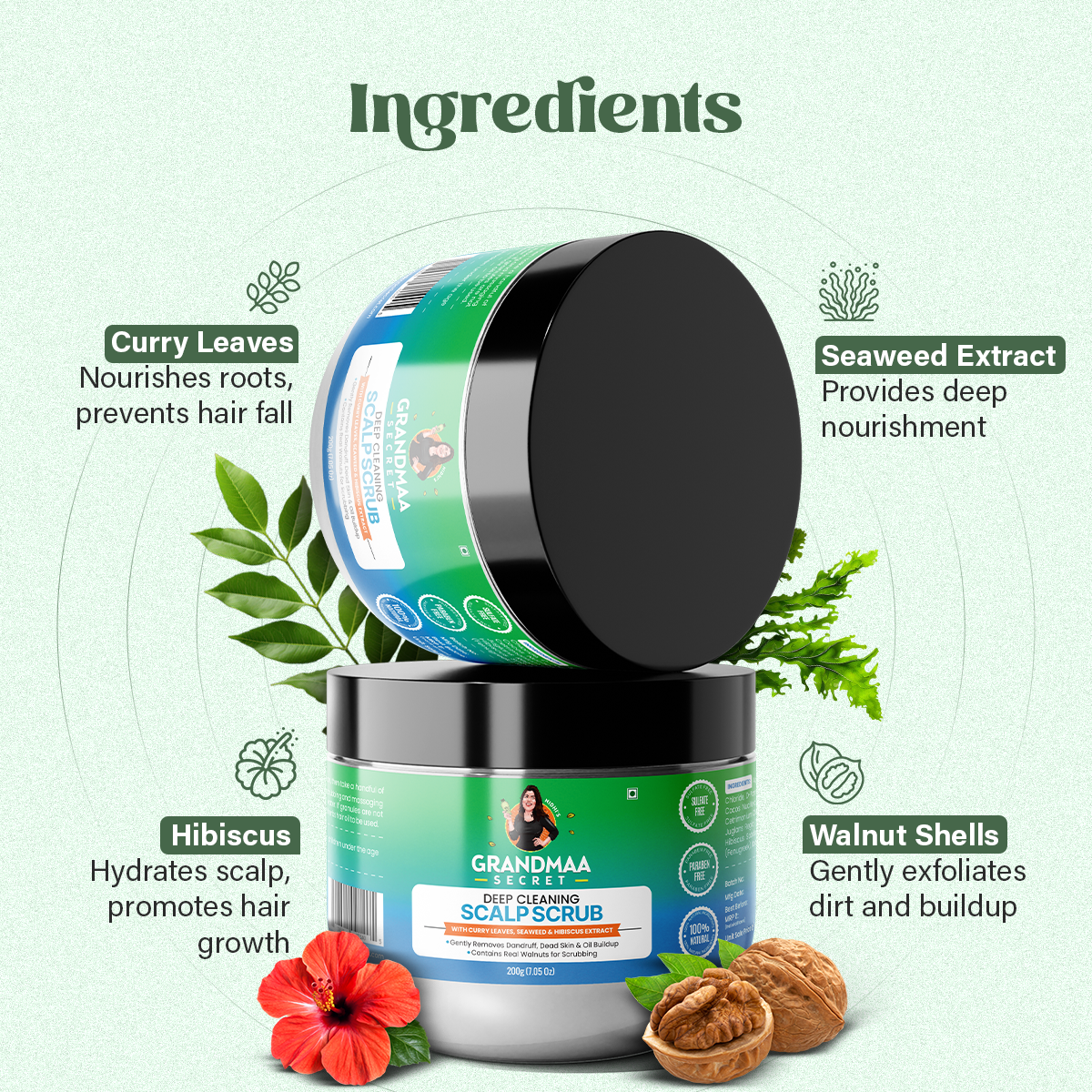 scurry leaves hair mask , seaweed extract hair mask , hibiscus hair mask for hair growth
